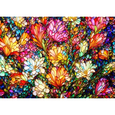 Enjoy - Puzzle Abstract Stained Glass Flower Garden - 1 000 piese