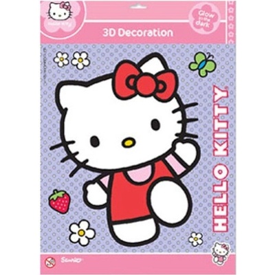Samolepka 3D Hello Kitty 25x20cm svieti v tme