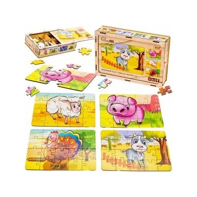 PuzzleOK Wooden puzzles 4in1 pets