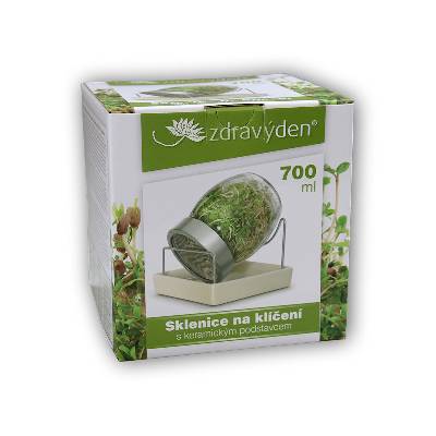 ZdravýDen Sklenice na klíčení 700 ml bílá + volitelný dárek