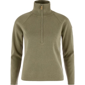 Fjällräven Дамски вълнен пуловер Fjällräven Women's Övik Lite Half Zip Wool jumper - Light Olive (105-7040-0415)
