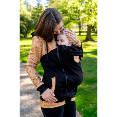 Jsem máma nosicí mikina s kapucí černá s okrovou elegancí