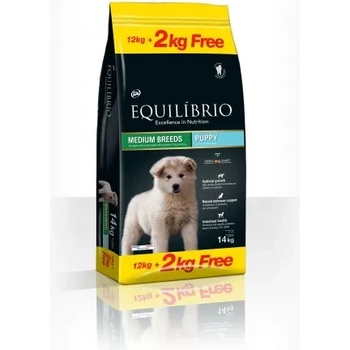 Equilibrio Puppy/Junior Medium Breeds - Пълноценна храна за подрастващи кученца от средни породи 12 + 2 кг