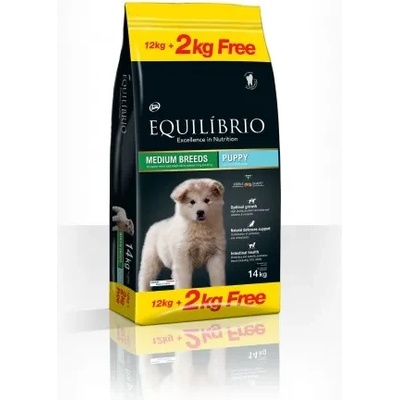 Equilibrio Puppy/Junior Medium Breeds - Пълноценна храна за подрастващи кученца от средни породи 12 + 2 кг