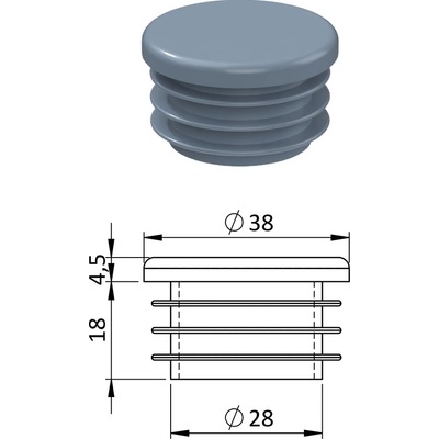Vnitřní krytka kulatá ø 38 mm, plastová