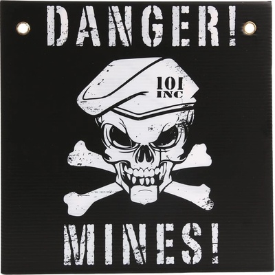 101INC Cedule plastová DANGER! MINES! ČERNO/BÍLÁ