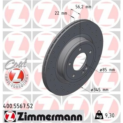 Brzdový kotúč ZIMMERMANN 400.5567.52 (400556752)
