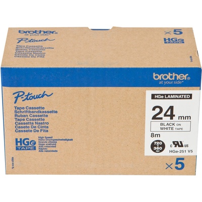 Páska Brother HGE251V5, černý tisk/bílý podklad, originál