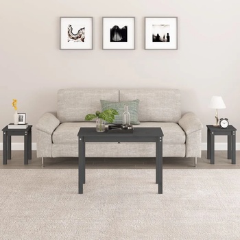 Image 1 of vidaXL Стифиращи маси, 3 бр, сиви, бор масив (824980)