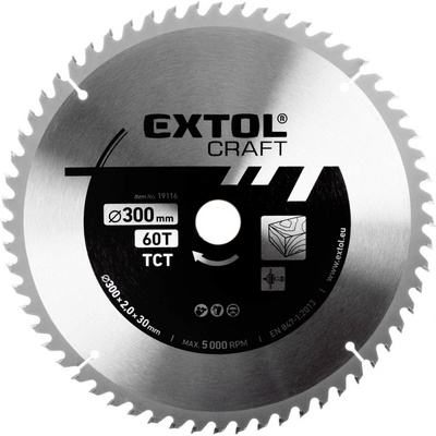 EXTOL CRAFT kotouč pilový s SK plátky, 300x2,0x30mm, 60T, 19116