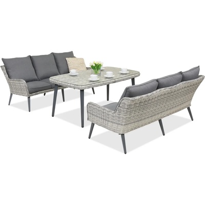 Garden Point Градинска мебел Bilbao Apetito с голяма маса за 6 човека Garden Point бяла (GAP425-2SO3S)