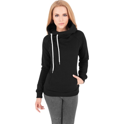 Urban Classics Дамски суичър в черно Urban Classics Raglan High Neck Hoody UB-TB1076-00007 - Черен, размер M