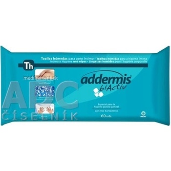 Addermis biActiv Th Vlhčené utierky jednorazové s aloe vera 60 ks