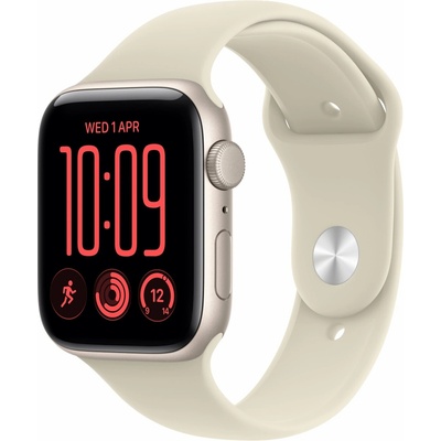 Apple Watch SE 3 44mm Hvězdně bílý hliník s pískovým sportovním řemínkem S/M MJL34MP/A