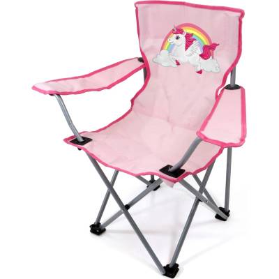 BasicNature Детски къмпинг стол Basic nature Travelchair Kids Camping chair - Pink Unicorn - размер 65 x 57 x 30 cm (580-1548-0211)
