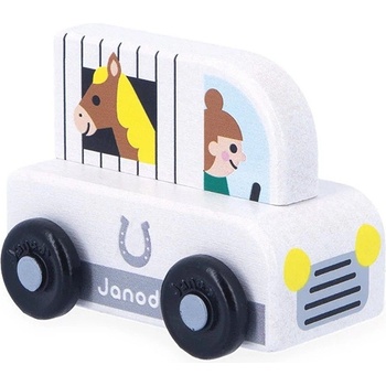 Janod Дървена количка Janod Cross Roads - Камион за коне (J05934)