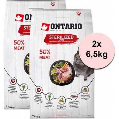 Ontario Cat Sterilised Lamb 2 x 6,5 kg