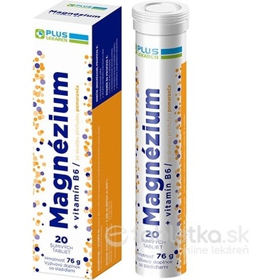 Plus Lekáreň Magnézium + vitamín B6 pomaranč 20 šumivých tabliet