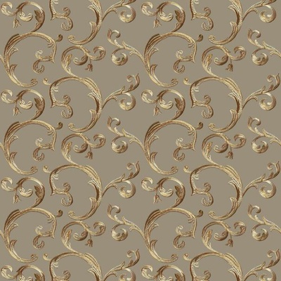 Velurové potahové látky s potiskem, Ornament Zlatý na Capuccinu