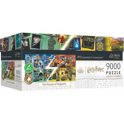 Trefl Harry Potter Domy v Bradavicích + plakát v krabici 45x24x21cm 9000 dílků