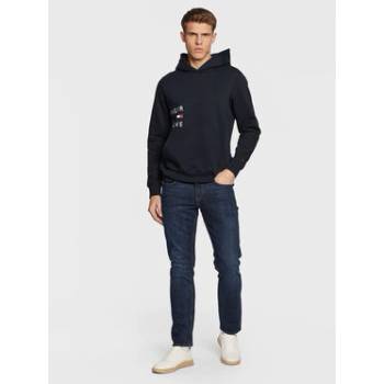 Tommy Hilfiger Mikina Off Placement Text MW0MW29303 Tmavomodrá Regular Fit