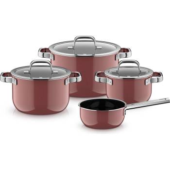 WMF Fusiontec Mineral Pro Комплект тенджери с касерола и 3 капака, розов кварц, 7 ел (518955290)