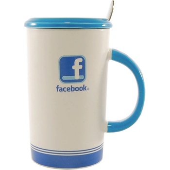 Керамична чаша Facebook с капаче и лъжичка (GM-80805)