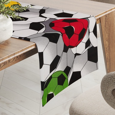 Biante bavlna behúň Sandra SA-580 Farebné a sivé futbalové lopty 20x120 cm