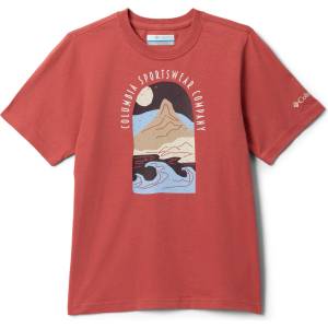Columbia Детска тениска Columbia Kid's Valley Creek II S/S Graphic Shirt T-shirt - Washed Red / Cozy Coastline - размер XL (704-5866-0316)