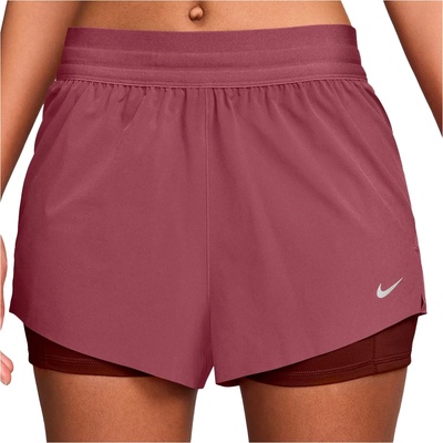 Nike Дамски шорти за бягане Nike Women's Swift Dri-Fit Mid-Rise 2-In-1 Shorts Running shorts - Pink Smoke / Mystic Dates / Reflective Silver - размер XS (112-3834-0611)