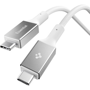 Spigen Кабел за данни Spigen Essential EB10015CC (ACA10420) - Type-C, 100W, 5Gbps, E-Marker, 1.5м - Бял