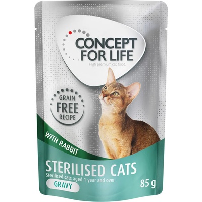 Concept for Life 12х85г Sterilised Concept for Life, консервирана храна за котки - заешко в сос, без зърно