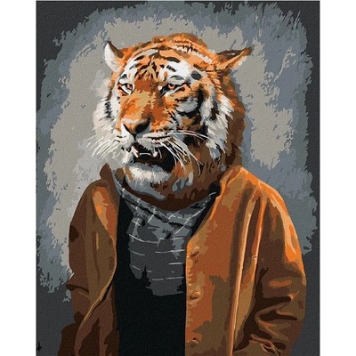 zuty Malování podle čísel Tygr v oblečení 80 x 100 cm bez rámu a bez vypnutí plátna