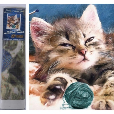 Norimpex Diamantové malování Kotě s klubíčkem 30 x 40 cm