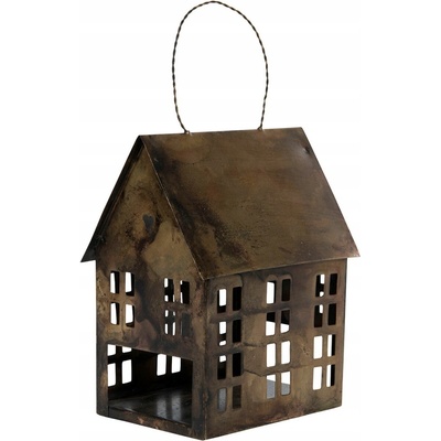 LAMPÁŠ svietnik DOMČEK kovový zlatý výška 17cm