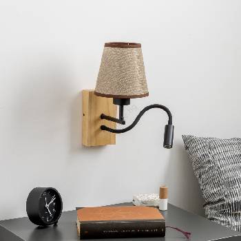 Brilagi - LED Аплик NUBILA WOOD 1xE27/25W/230V + LED/3W дъб/кафяв (BG1564C)