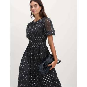 Marks & Spencer Midi рокля с металик точков печат Marks & Spencer черно Marks & Spencer | Cheren | ЖЕНИ | 8 REG