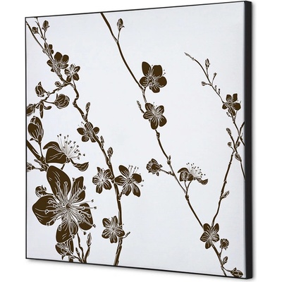 Jansen Display Textilní dekorace na zeď 40 x 40 Japonské třešňové květy květy hnědé, 400 x 400 mm
