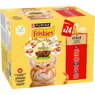 Friskies мокра котешка храна в сос с пилешко, говеждо, агнешко и патешко месо 12 x
