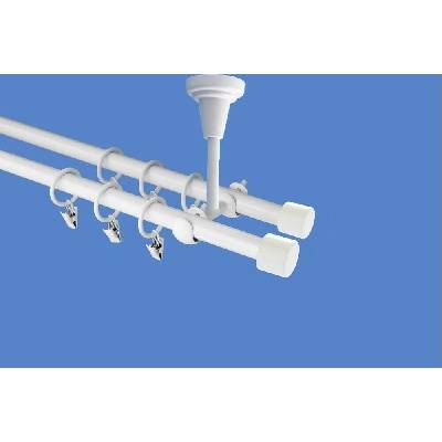 OK-GarnýžeCZ Garnýž kovová dvouřadá 16mm Pullo double bílá 110 cm do stěny / na tunýlek - bez kroužků