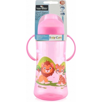 Baby Care Safari športová fľaša so slamkou pink 330 ml
