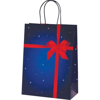 Image 1 of Екстрапак 24 х 33 см луксозна подаръчна хартиена чанта с червена панделка