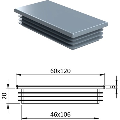Krytka plastová 60 x 120 mm