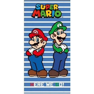 Carbotex Plážová osuška Super Mario & Luigi motiv Here We Go! 70 x +140 cm