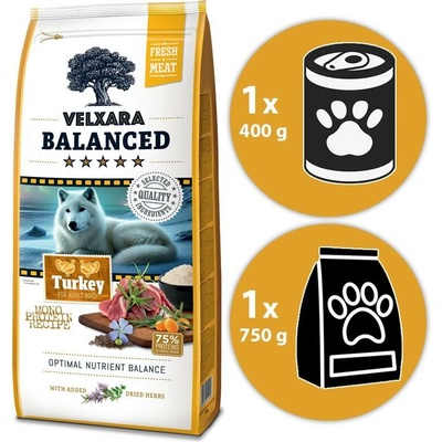 Velxara Balanced FM Dog Senior Monoprotein Turkey & Rice 12 kg