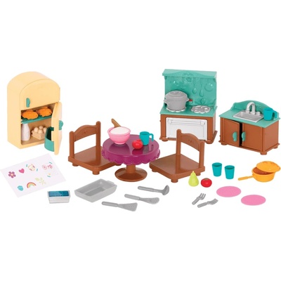 Игрален комплект Battat Li'l Woodzeez - Кухня с аксесоари (BT6474Z)
