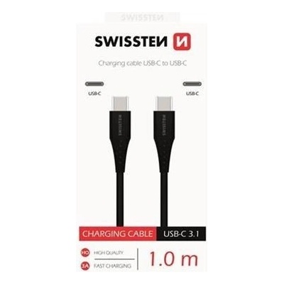 Kabel Swissten USB-C / USB-C 1,0 M Černý