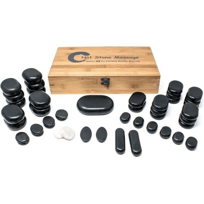 Fabulo Masážne lávové kamene Fabulo, 45ks + bambusová škatuľa