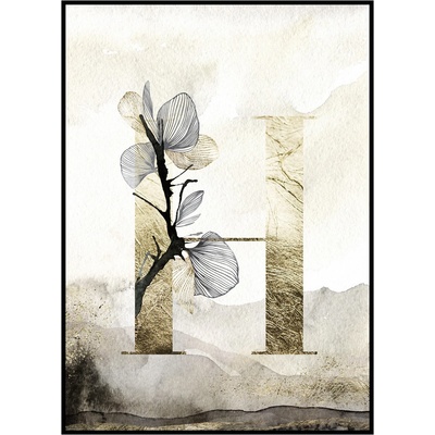 Jen tak z lásky Plakát První písmeno jména - zlatá Rozměr plakátu: 30 x 40 cm, Materiál plakátu: 200 g papír, Pozadí: Akvarel, Písmeno: H