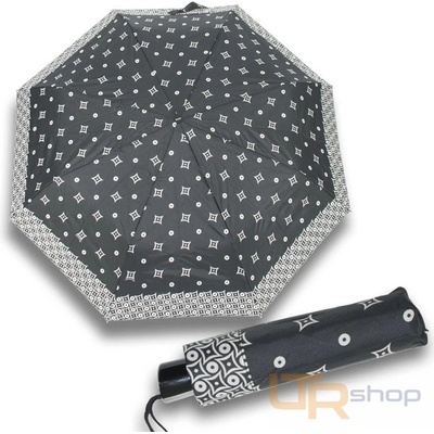 Doppler Fiber Mini Black White rings dámský skládací deštník černý